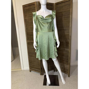 Light Green Plus-Size Dress with Ruffle Accents